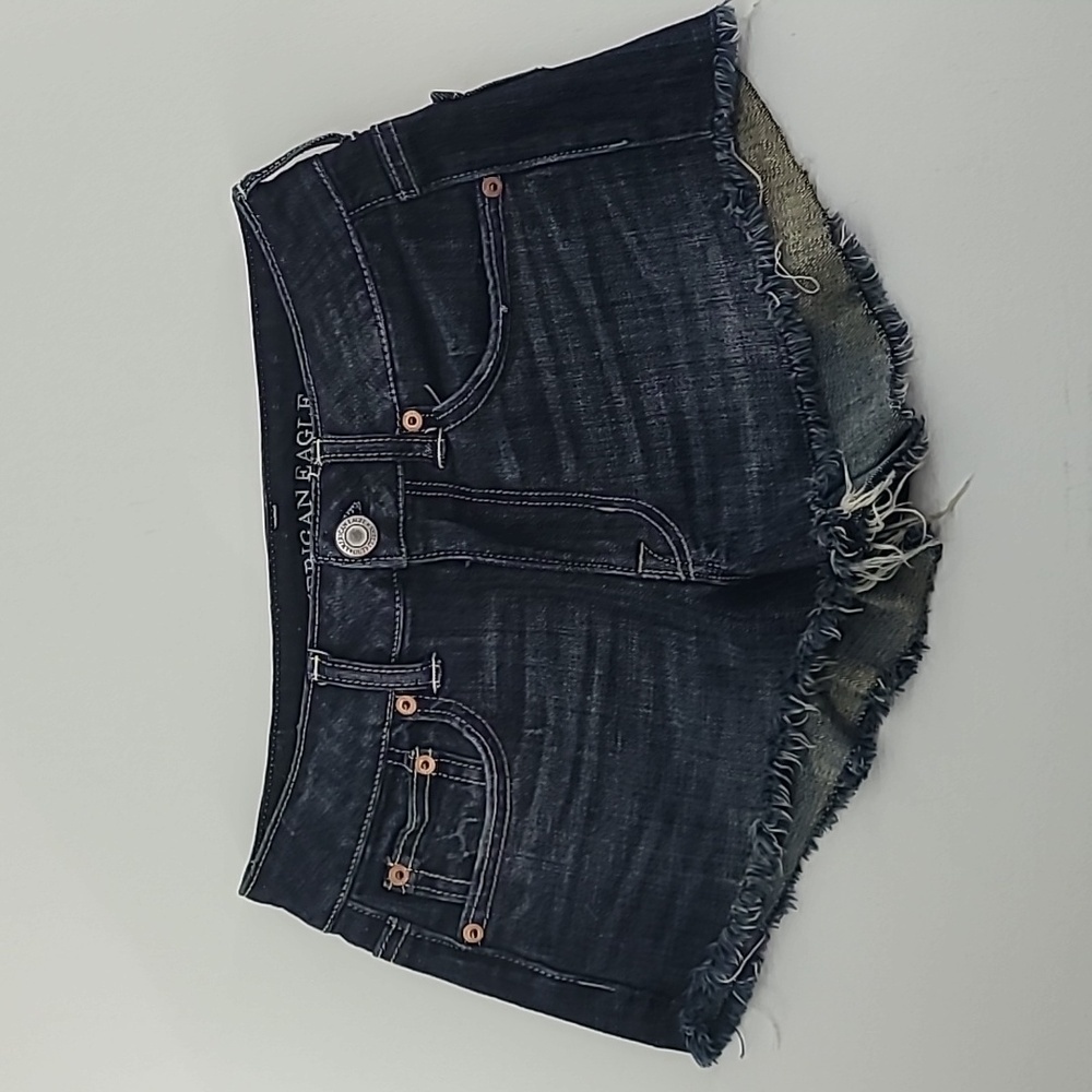 AMERICAN EAGLE Women's Dark Wash Denim Blue Jean Stretch Shorts‎ - Size 2